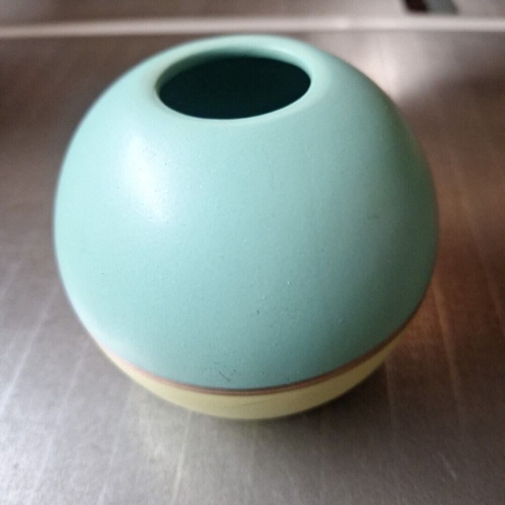 OH JOY! Target Blue and Green Round Porcelain Vase 4" x 4" Metallic Gold Stripe
